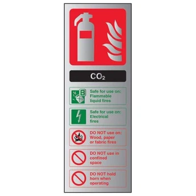 Image of V Safety Fire Extinguisher CO2 ID Sign 100mm x 280mm 1.6mm Alu Rigid Plastic