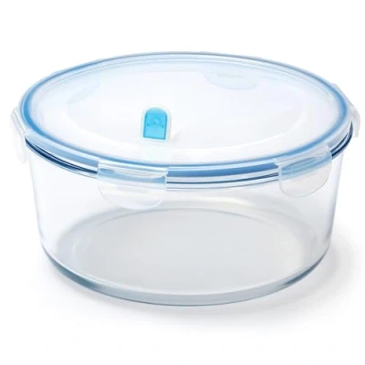 Image of NUTRIUPS 2.8L Large Airtight Glass Food Storage Containers with Lids, Round Set, BPA Free for Meal Prep, Travel, Freezer, Oven