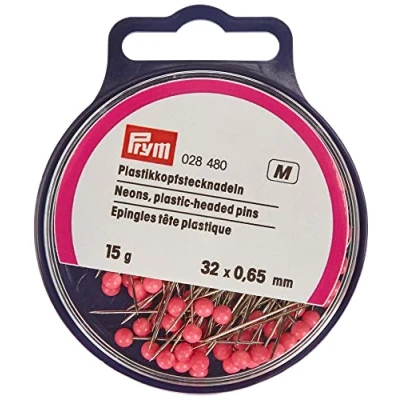 Image of Prym Plastic Headed Straight pins V2A 0.65 x 32 mm neon, Steel, Pink, one Size
