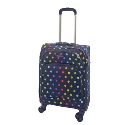 Image of Infinity Leather Dots Cabin Suitcase 55 x 37 20 cm Soft Shell Luggage Travel Suitable for Easyjet, Ryanair, Jet 2 Paid Carry on