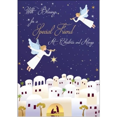 Image of doodlecards Special Friend Christmas Card Nativity Scene Angels Bethlehem Medium Size for with Plain Envelope