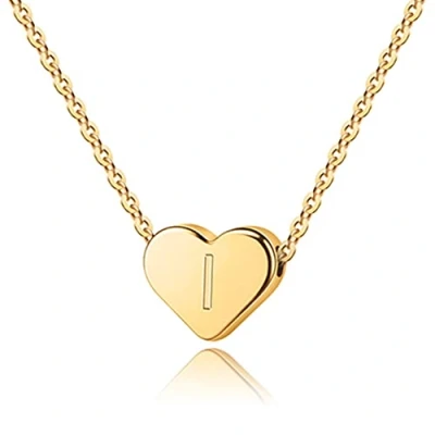 Image of TINGN Initial I Necklace for Teen Girls 14K Gold Filled Heart Necklaces Women, Tiny Gifts, Letter Teens Women