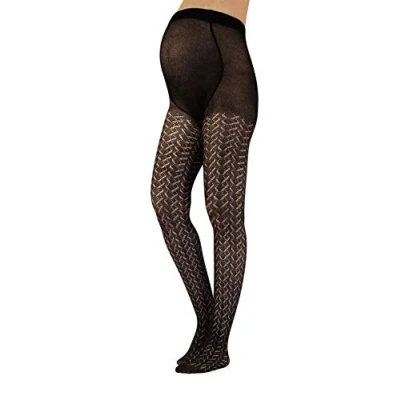 Image of CALZITALY Maternity Tights, Pregnancy Pantyhose, Knitted Cotton S, M, L, XL, 300 DEN MADE IN ITALY (S, Black)