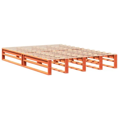 Image of vidaXL Bed Frame without Mattress Wax Brown 135x190 cm Double Solid Wood Pine