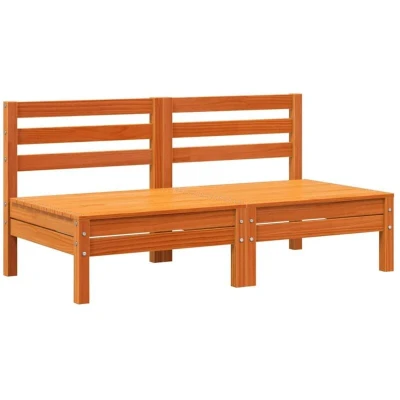 Image of vidaXL Garden Sofas Armless 2 pcs Wax Brown Solid Wood Pine