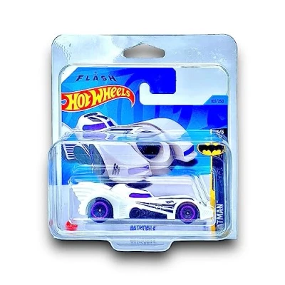 Image of Hot Wheels Batmobile (White &amp; Purple (The Flash)) 3/5 Batman 2023 103/250 (Short Card) COMES IN A KLAS CAR KEEPER PROTECTIVE COLLECTORS CASE HKJ74