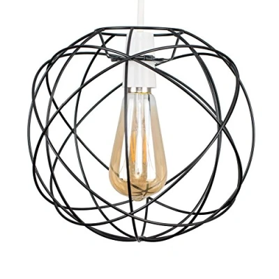 Image of MiniSun Retro Style Atom Design Matt Black Metal Basket Cage Ceiling Pendant Light Shade