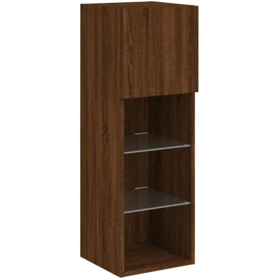 Image of vidaXL TV Cabinet with LED Lights Brown Oak 30.5x30x90 cm