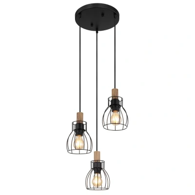 Image of Mina Cluster Pendant Ceiling Light Matt Black 3x E27