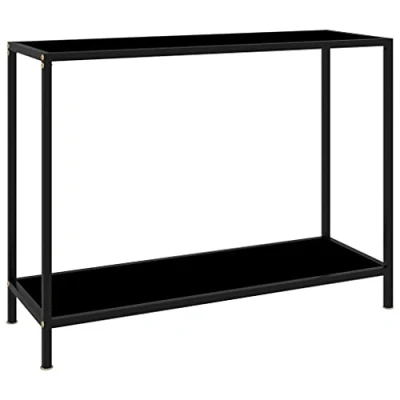 Image of vidaXL Console Table in Black Tempered Glass and Powder Coated Steel Durable Versatile, Ideal for Modern Living Spaces