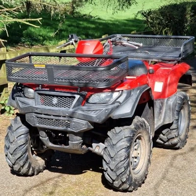 Image of ATV Transport Box Tool and Luggage Storage Basket Rack Mounted Crate for Quad Bikes Utility Vehicles ATVS UTVS Universal Mounting Assorted Bolts &amp; Brackets Inc. (Front Back Basket)