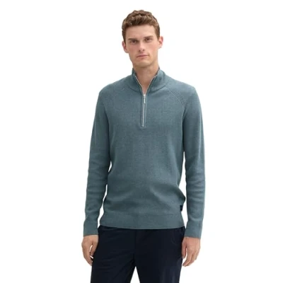 Image of TOM TAILOR Men&#039;s 1042454 Pullover Sweater, 36148 Stormy Teal Melange, L