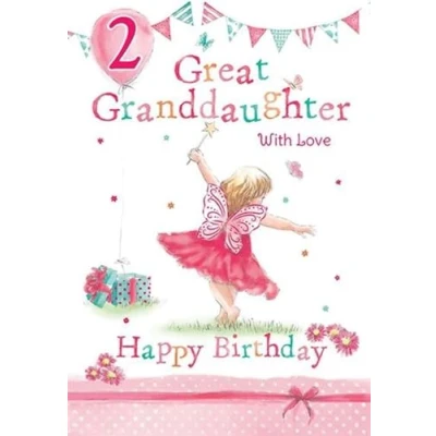Image of Great Granddaughter 2nd 2 Today Happy Birthday Card With A Lovely Verse