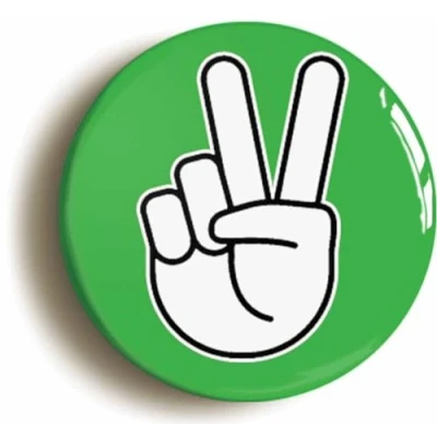 Image of Ozorath Peace Sign V Button Badge (Green, 2inch / 50mm diameter)