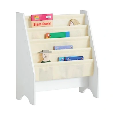 Image of SoBuy Children Kids 4 Tiers Sling Bookshelf Bookcase with Fabric Shelves in Beige W62 x D30 H71cm FRG225 W