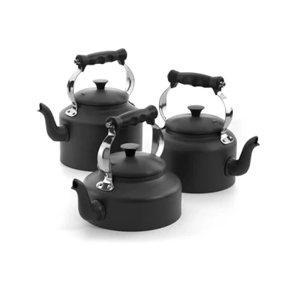 Image of Traditional Style Hard Anodised Kettle UK Made Ergonomically Designed Handle Suitable for Gas, Electric, Induction, Log Burners and AGA cookers (2 Litre)