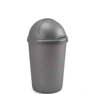 Image of Bullet Bin Recycling Waste Rubbish Cardboard Plastic Disposal Dustbin Flip Top Flap Lid (30 Litre Silver)