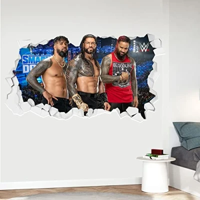 Image of WWE Wall Sticker Bloodline Broken Decal Wrestling Mural Art (120cm Width x 65cm Height)