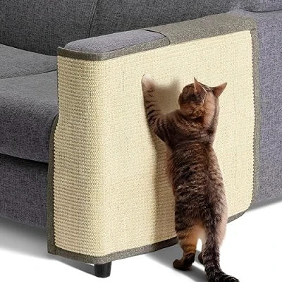 Image of Navaris Cat Scratch Mat Sofa Shield Natural Sisal Furniture Protector Scratching Pad for Cats Carpet Couch, Sofa, Chair Left