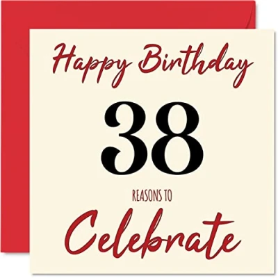 Image of Fun 38th Birthday Cards for Men Woman Reasons To Happy Card Dad Mum Son Daughter Brother Sister Uncle Auntie Cousin, 145mm x Greeting Cards,