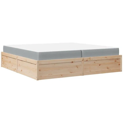 Image of vidaXL Bed with Mattress 200x200 cm Solid Wood Pine