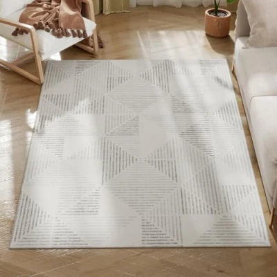 Image of Non Slip Large Rug for Living Room, 170 x 120 cm, Grey Homcom