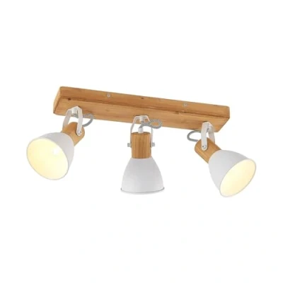 Image of Ceiling Light &#039;Merela&#039; dimmable (Scandinavian) in Brown Made of Wood for e.g. Living Room &amp; Dining (3 Sources, E14) from Lindby floodlight, Spotlight