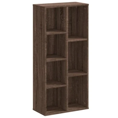 Image of vidaXL Bookcase Bookshelf Storage Cabinet Brown Oak/Categorized with 7 Compartments/50x25x105 cm