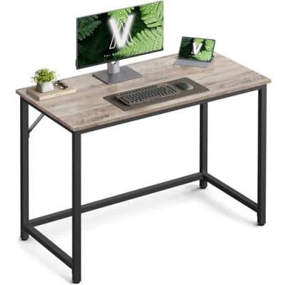 Image of VASAGLE Office Desk Table Workstation Small 100 x 50 75 cm for Living Room Bedroom Simple Assembly Metal Industrial Style Grey and Black LWD041B02