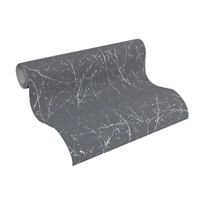 Image of A.S. Création Elegance 3 Scandinavian Design Wallpaper 10.05 x 0.53 m Grey Metallic White 305071, Black, 305072