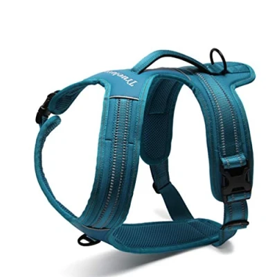 Image of WINHYEPET True Love Dog Harness Reflective Nylon Breathableand Comfortable Sandwich Mesh Convenient Adjustable Buckle pet Vest for Small Mediumand Large Dogs Outdoor TLH5551(Blue,L)