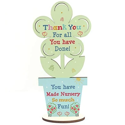 Image of RED OCEAN Thank You Gift For Nursery Teacher And Assistant Wooden Flower Leaving