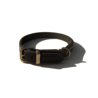 Image of Bridle Leather Dog Collar (Black, 16&quot; x 5/8&quot; (inches))
