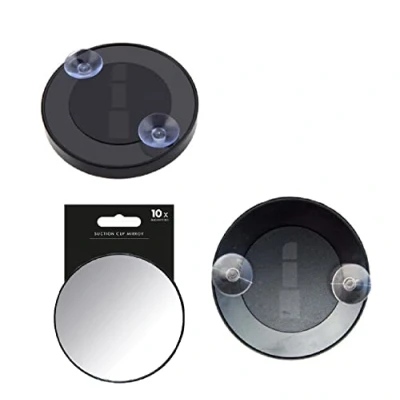 Image of SKYTE® Magnifying Mirror Makeup Beauty 9cm Glass Cosmetics Round Enlargement with Suction Cups for Makeup, Shaving, Tweezing, Blackhead/Blemish Removal Black (10x Magnifying)