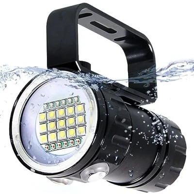 Image of Diving Flashlight, IPX8 18000lm Super Bright Dive Torch Underwater 300 500m LED Flashlight 3 Lighting Modes for Outdoor Sports Diving, Camping, Hiking