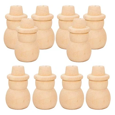 Image of VOANZO 10 Pieces 51mm Unfinished Snowman Doll Bodies Angel Body, Wooden People for Kids Art and Creative DIY Craft (10 Snowmans)