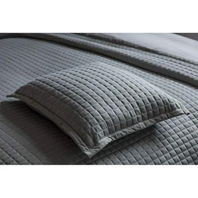 Image of Belledorm Crompton Quilted Jersey Filled Cushion, Grey, 40 x 50 Cm