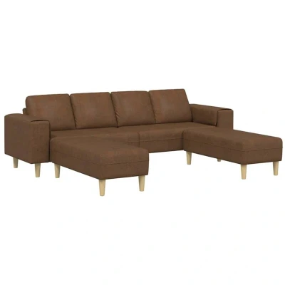 Image of vidaXL Sofa Set 3 pcs Brown Faux suede leather