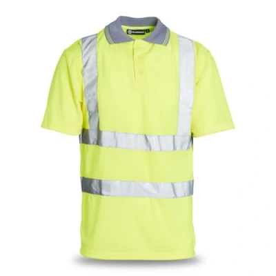 Image of Blackrock Yellow Short Sleeve Hi Vis Polo Shirt for Men &amp; Women Reflective Long T Shirt, Viz Tops Safety Workwear Security Shirts Men, Fully EN Certified Size Small