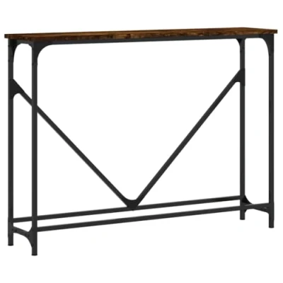 Image of vidaXL Console Table Smoked Oak Engineered Wood and Metal Frame Adjustable Feet for Extra Stability