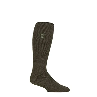 Image of Mens 1 Pair SOCKSHOP Heat Holders Outdoor 2.3 TOG Plain Long Leg Gardening Socks Forest Green 6 11