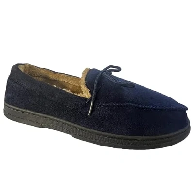 Image of sole london MENS FAUX SUEDE MOCCASINS WARM SHEEPSKIN FUR LINED WINTER LOAFERS SLIPPERS
