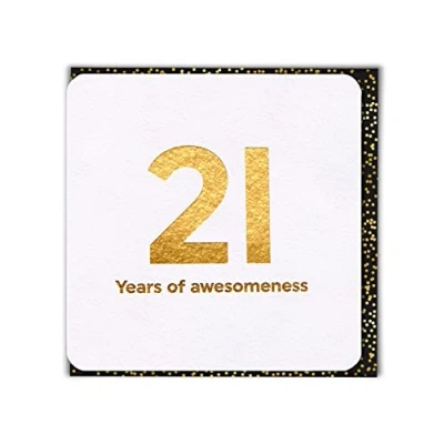 Image of Brainbox Candy Age 21st Funny Cool Happy Birthday Card &#039;21 Years of Awesomeness&#039; Son Daughter Niece Nephew Granchild Bestie Mate Boyfriend Girlfriend