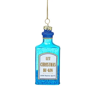 Image of Sass &amp; Belle Blue Gin Bottle Shaped Bauble