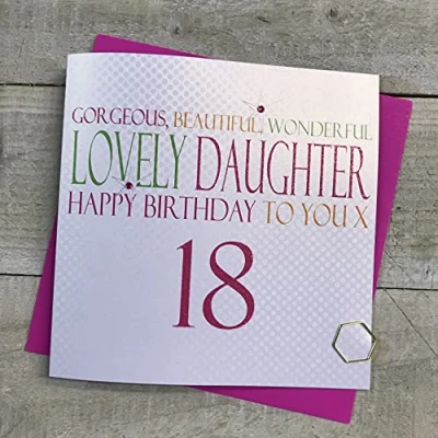 Image of white cotton cards &quot;Gorgeous Beautiful Wonderful Daughter Happy Birthday To You 18&quot; Handmade Large 18th Card, N21 18