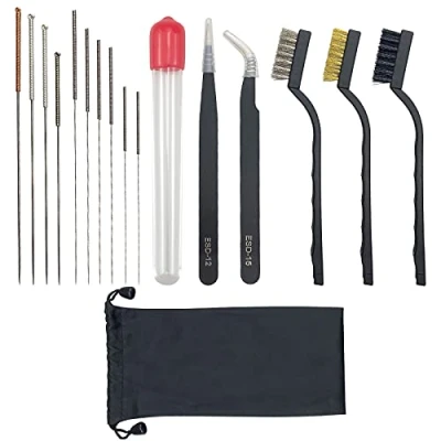 Image of 17pcs 3D Printer Nozzle Cleaning Kit Stainless Steel Extruder Needles Tweezers Anti static Brushes for