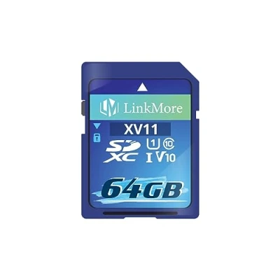 Image of LinkMore XV11 SDXC Card 64GB Compatible with Camera, PC, UHS I, U1, V10, Class 10, Read Speed Up to 98 MB/s,Write 30MB/s