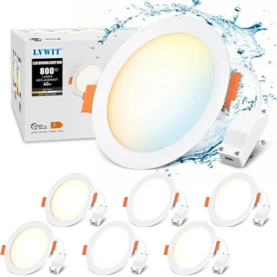 Image of LVWIT Led Recessed Spot Lights,8W Panel Lighting Dimmable,Soffit Lights,Waterproof Bathroom Down Lights Ceiling,800LM,3000K 4000K 6500K,Led Ceiling Lights,Spotlights Lights(6PCS)