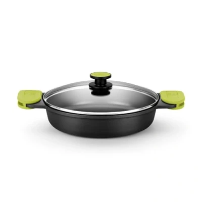 Image of Bra Foodie 36cm 7,0L High Casserole Pan. Premium Aluminium cast Non Stick Dish with Lid. Suitable for All Heat Sources Including Induction. Oven Safe Body, 100% PFOA Free