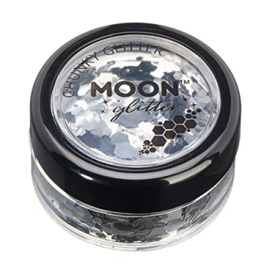 Image of Classic Chunky Glitter by Moon Silver Cosmetic Festival Makeup for Face, Body, Nails, Hair, Lips 3g